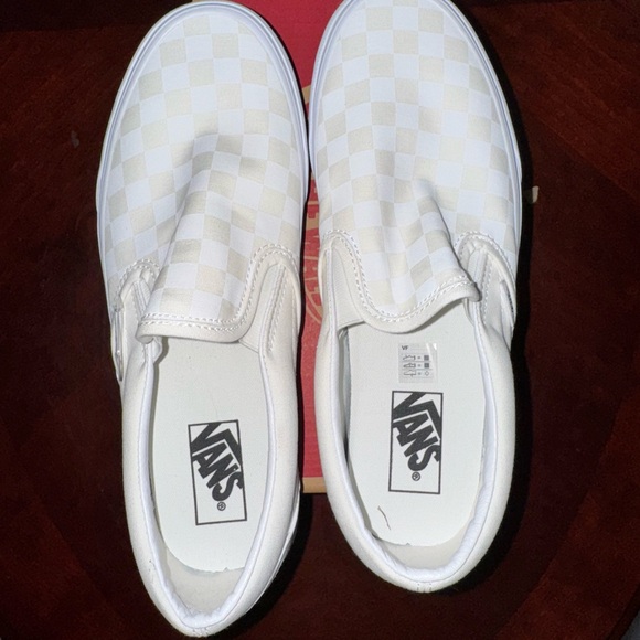 Vans White and Gray Checkered Slip-Ons - Picture 1 of 4